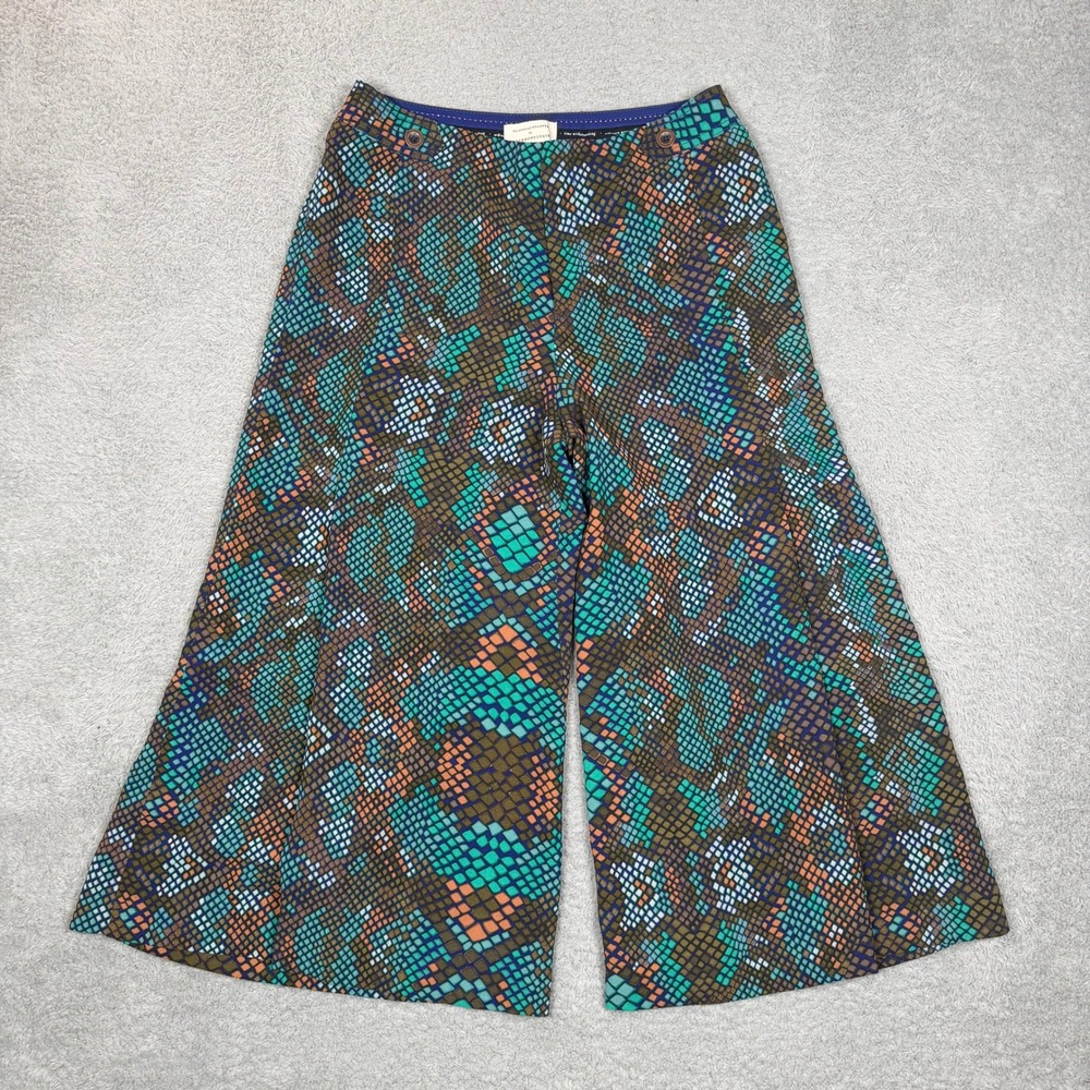 Anthropologie Essential Culotte Snakeskin Print Wide Leg Pants Multi Color 2 NWT